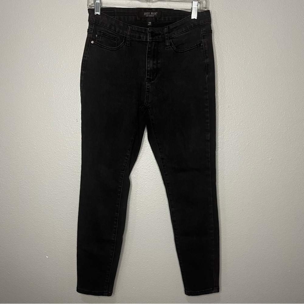 Judy Blue Black Denim‎ Jeans 27 Stretch Taper Slim Ankle Pockets Casual